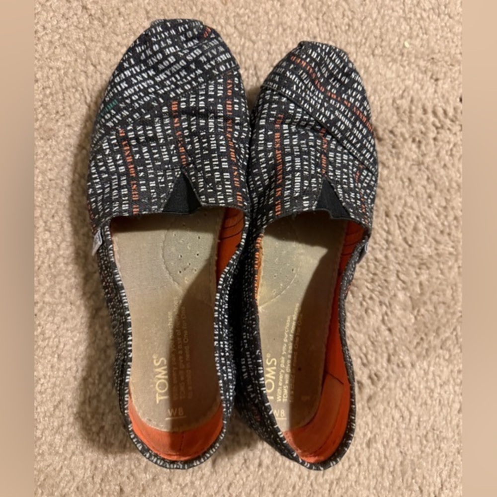 TOMS Multicolor Text Print Slip-Ons